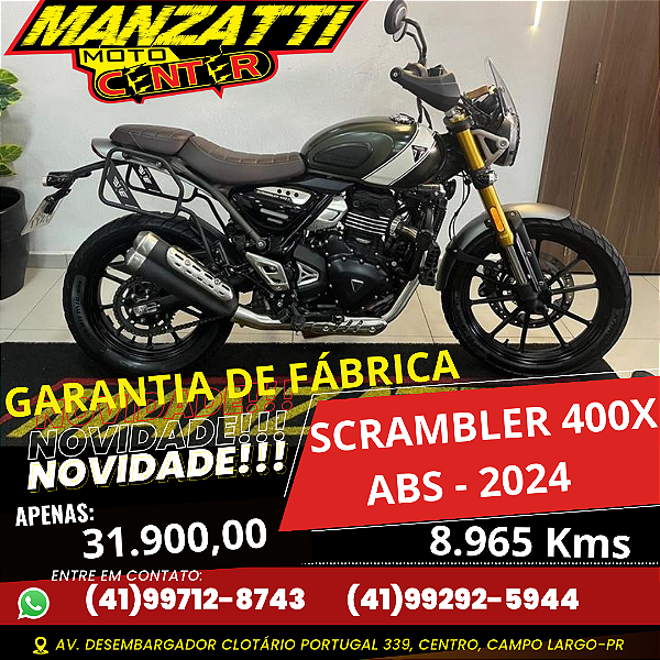 Moto Triumph Scrambler 400x Verde 2024 - Garantia de Fábrica
