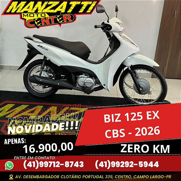Moto Honda Biz 125 EX Branca 2026 - ZeroKm