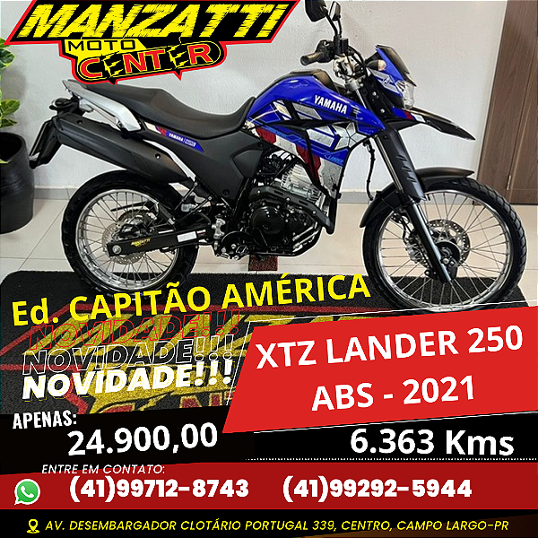 Moto Yamaha XTZ 250 Lander ABS Azul 2021 - Ed. Capitão América