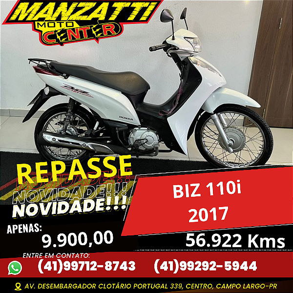 Moto Honda BIZ 110i Branca CBS 2017 - REPASSE