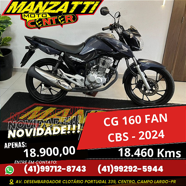 Moto Honda CG 160 Fan CBS Cinza 2024