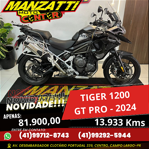 Moto Triumph Tiger 1200 GT Pro Preta 2024