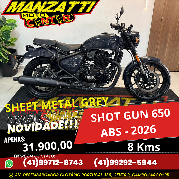 Moto Royal Enfield ShotGun 650 ABS Cinza 2026 - Garantia de Fábrica