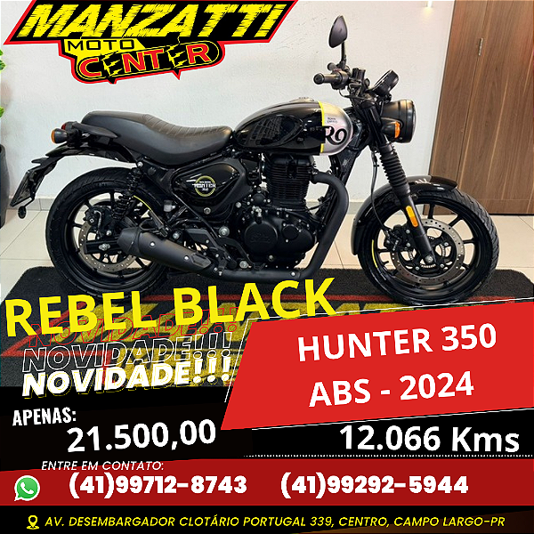 Moto Royal Enfield Hunter Rebel Black 350 ABS Preta 2024
