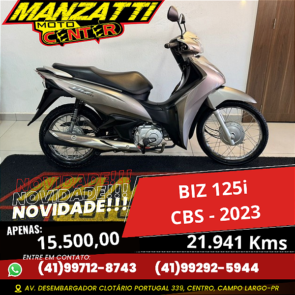 Moto Honda BIZ 110i Prata CBS 2023