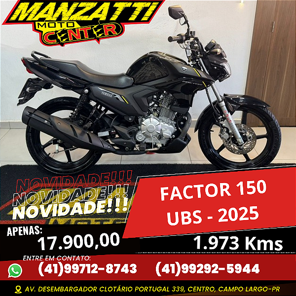 Moto Yamaha Factor 150 UBS Preta 2025
