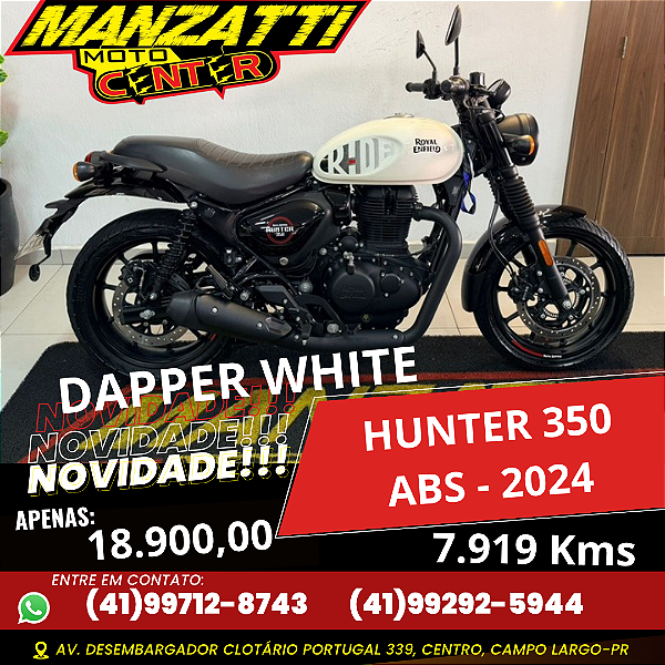 Moto Royal Enfield Hunter Dapper White 350 ABS Branca 2024