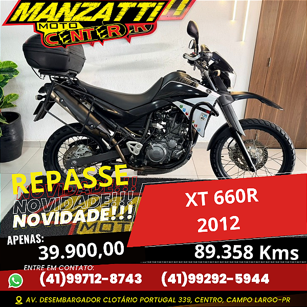 Moto Yamaha XT 660R Preta 2012 - ÍNICO DONO - REPASSE