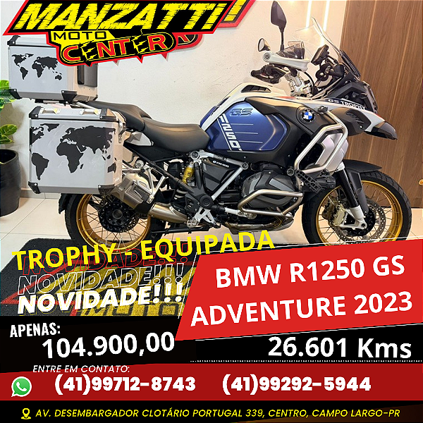 Moto BMW R1250 GS Adventure Trophy Azul 2023 - EQUIPADA