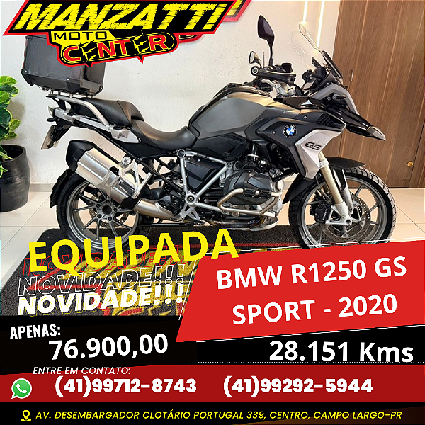 Moto BMW R1250 GS Sport ABS Preta 2020 - EQUIPADA