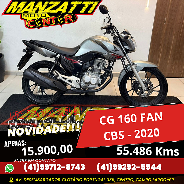 Moto Honda CG 160 Fan CBS Cinza 2020