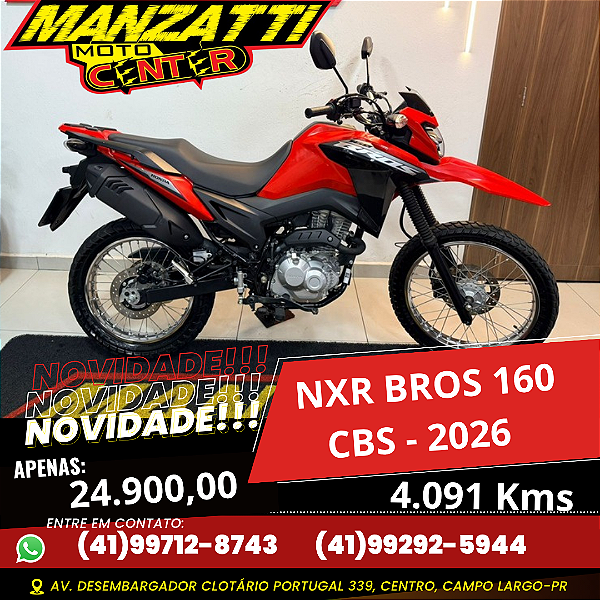 Moto Honda Bros 160 CBS Vermelha 2026