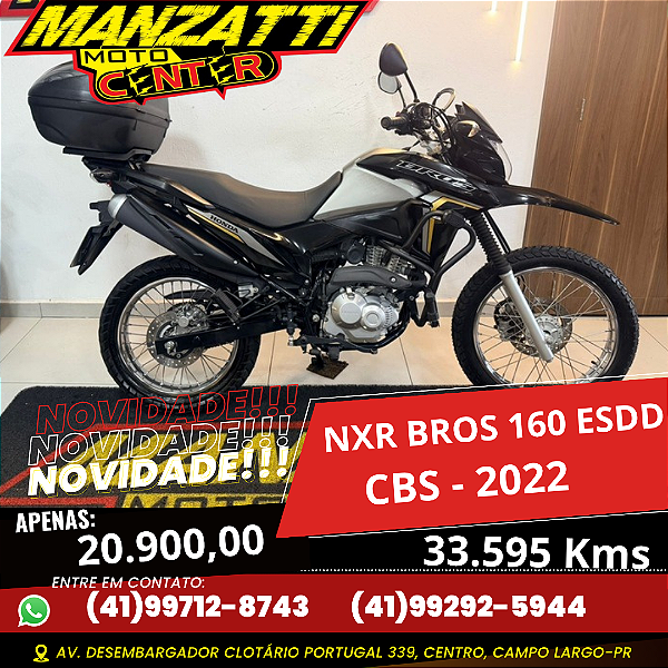 Moto Honda NXR Bros 160 ESDD CBS Preta 2022