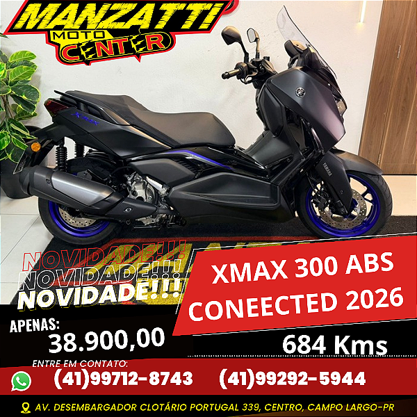 Moto Yamaha XMAX 300 Connected ABS Preta 2026 - Garantia de Fábrica
