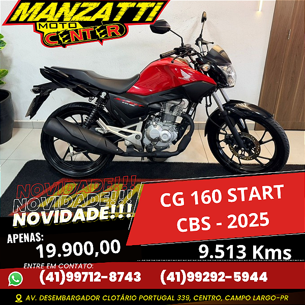Moto Honda CG 160 Start CBS Vermelha 2025