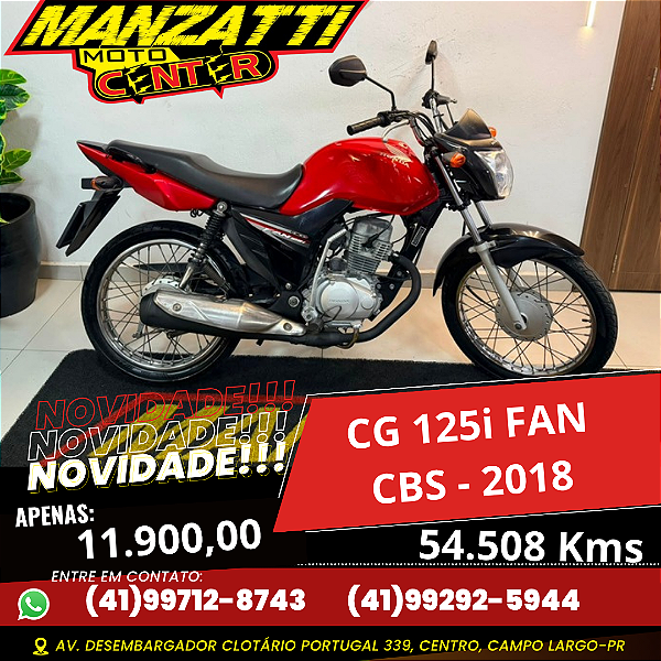 Moto Honda CG 125i FAN KS Vermelha 2018