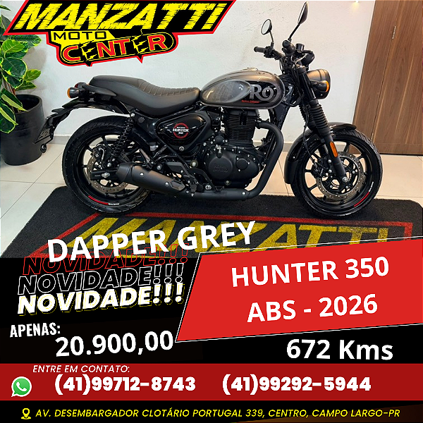 Moto Royal Enfield Hunter Dapper Grey 350 ABS Cinza 2026