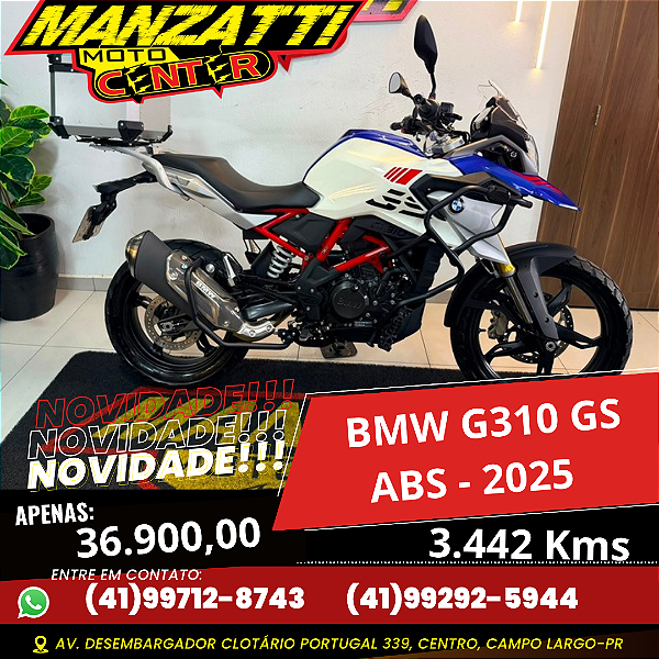 Moto BMW G310 GS ABS Branca 2025 - Garantia de Fábrica