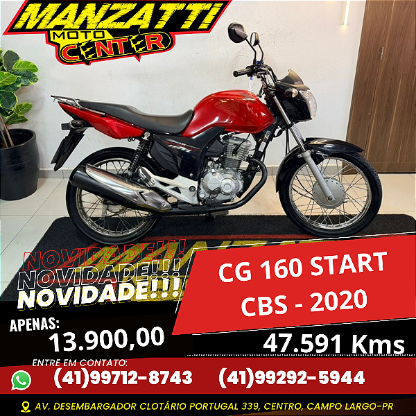 Moto Honda CG 160 Start CBS Vermelha 2020
