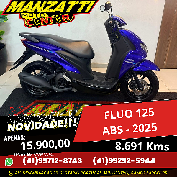 Moto Yamaha Fluo 125cc ABS Azul 2025 - Garantia de Fábrica
