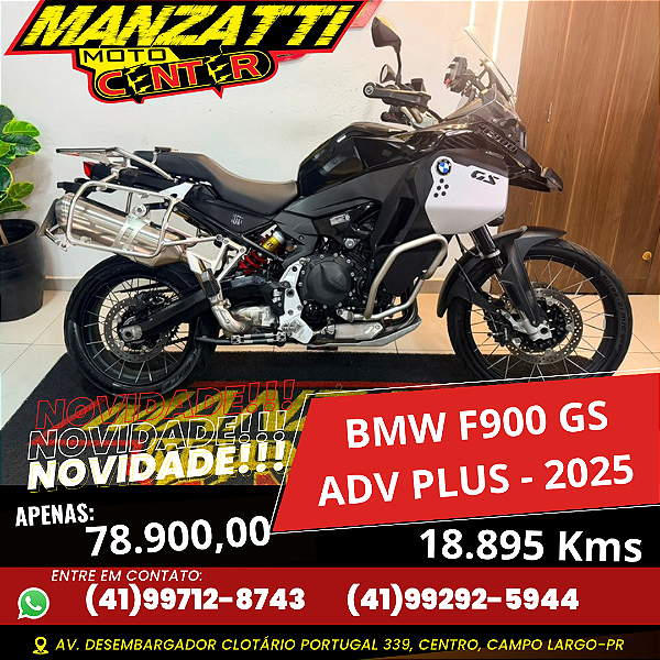 Moto BMW F900GS Adventure Plus Preta 2025 - Garantia de Fábrica