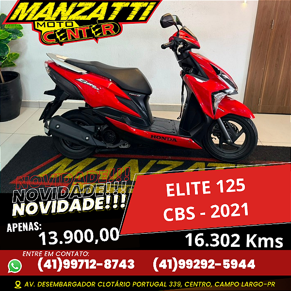 Moto Honda Elite 125 CBS Vermelha 2021