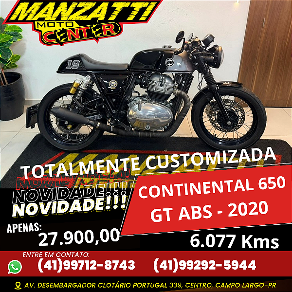 Moto Royal Enfield Continental GT 650 ABS Preta 2020 - Customizada