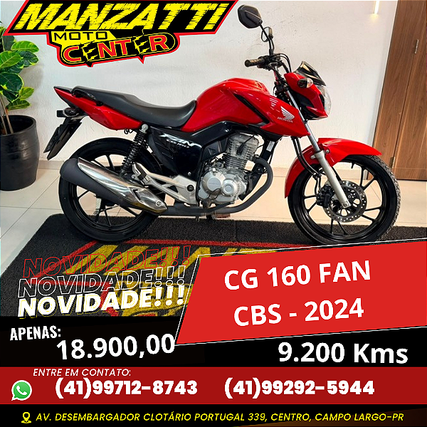 Moto Honda CG 160 Fan CBS Vermelha 2024
