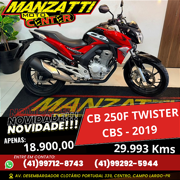 Moto Honda CB250F Twister CBS Vermelha 2019