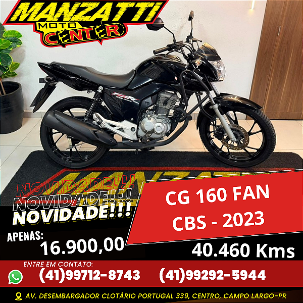 Moto Honda CG 160 Fan CBS Preta 2023