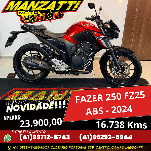 Moto Yamaha Fazer 250cc FZ25 ABS 2024 Vermelha
