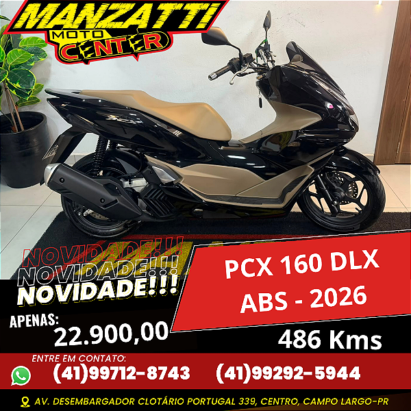 Moto Honda PCX 160 DLX ABS Preta 2026