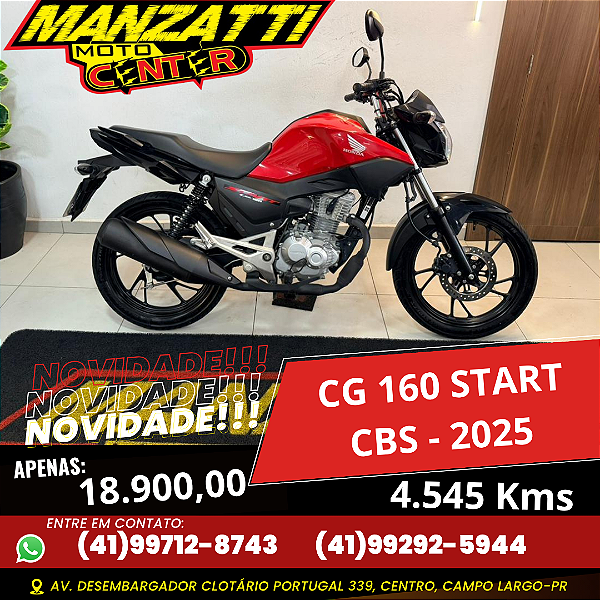 Moto Honda CG 160 Start CBS Vermelha 2025