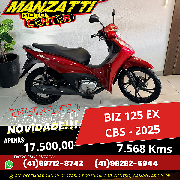 Moto Honda Biz 125 EX Vermelha 2025