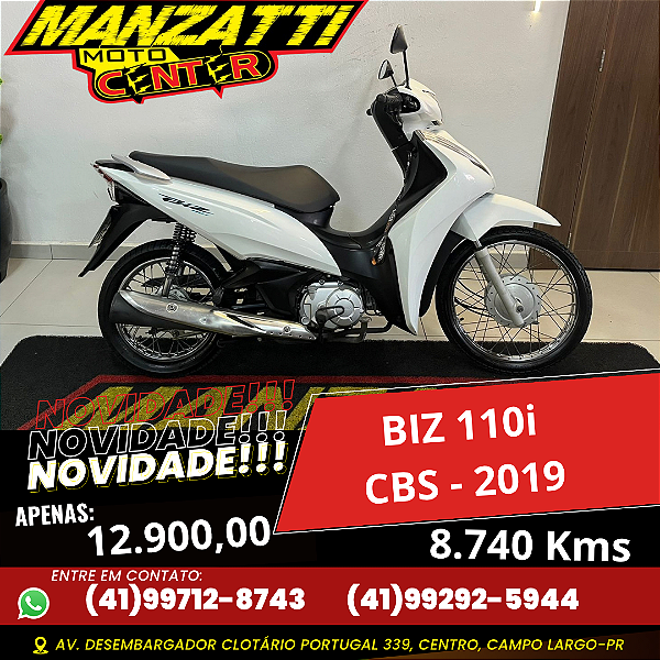 Moto Honda BIZ 110i CBS 2019 Branca