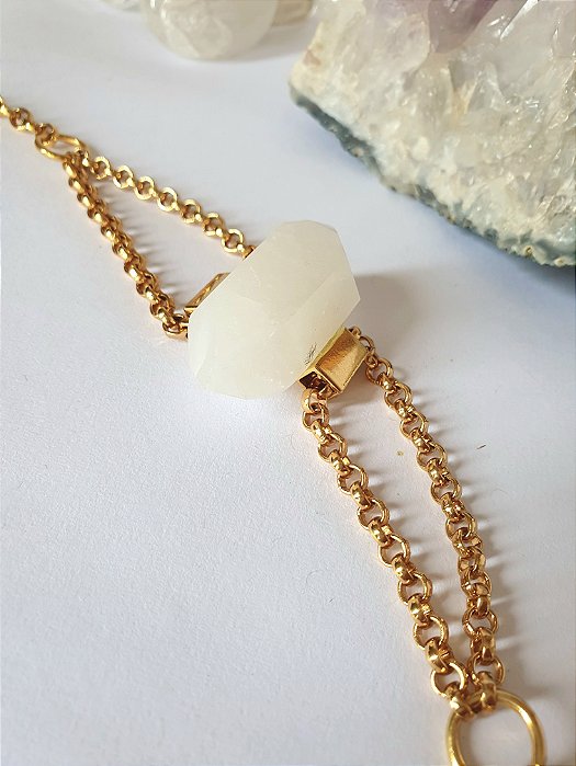Pulseira Quartzo Branco Biterminado