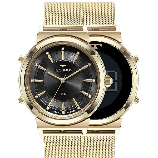 Relógio Technos Feminino Curvas Dourado
