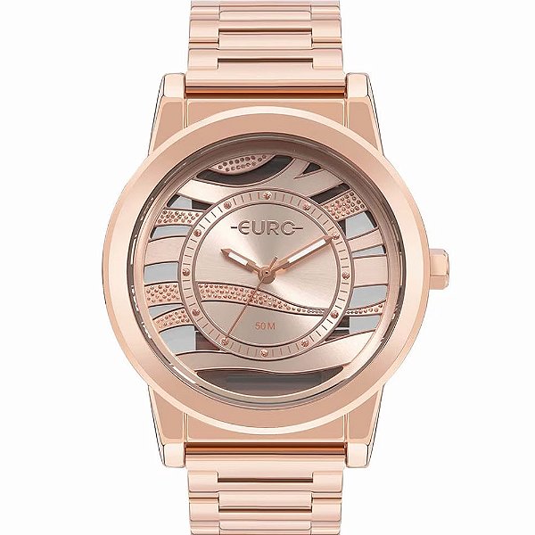 Relógio Euro Feminino Glitz Rosê