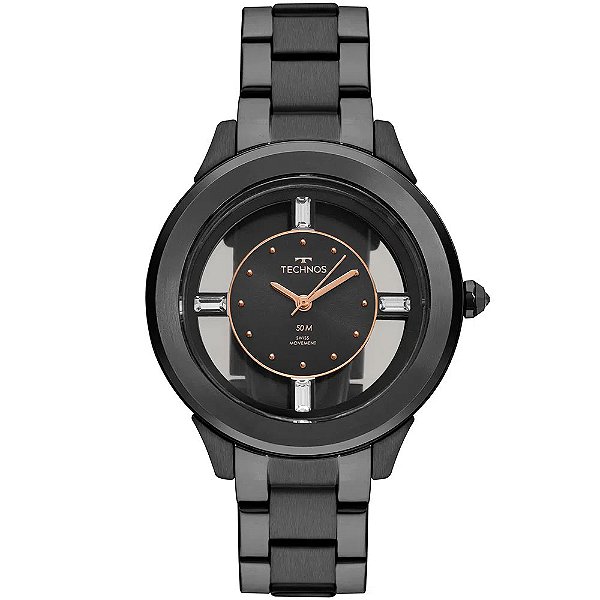 Relógio Technos Feminino Crystal Preto