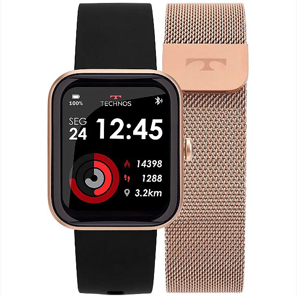 Smartwatch Technos Connect MAX Preto e Rosé