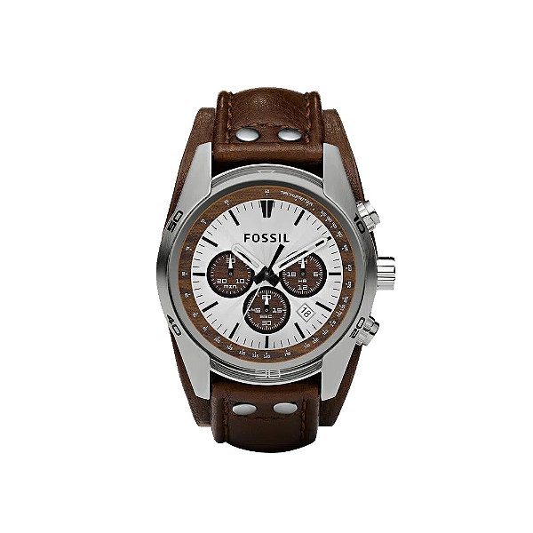 Relógio Fossil Masculino Em Couro Marrom