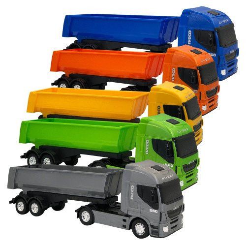 Caminhão Carreta de Brinquedo Iveco Hi-Way Miniatura com Caçamba