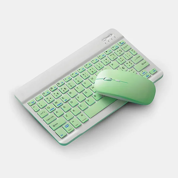 Teclado Sem Fio Bluetooth Recarregável Com Mouse - VERDE