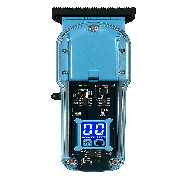 Maquina de Cortar Cabelo Transparente Visor Digital Azul