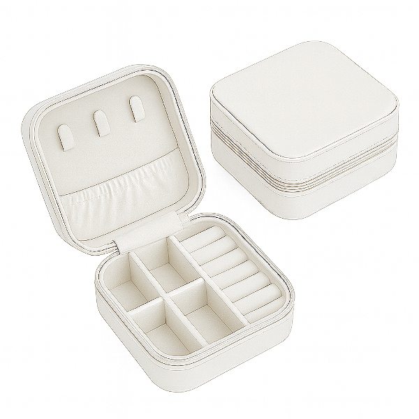 Mini Porta-Jóias em Couro Sintético Branco