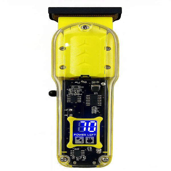 Maquina de Cortar Cabelo Transparente Visor Digital Amarelo