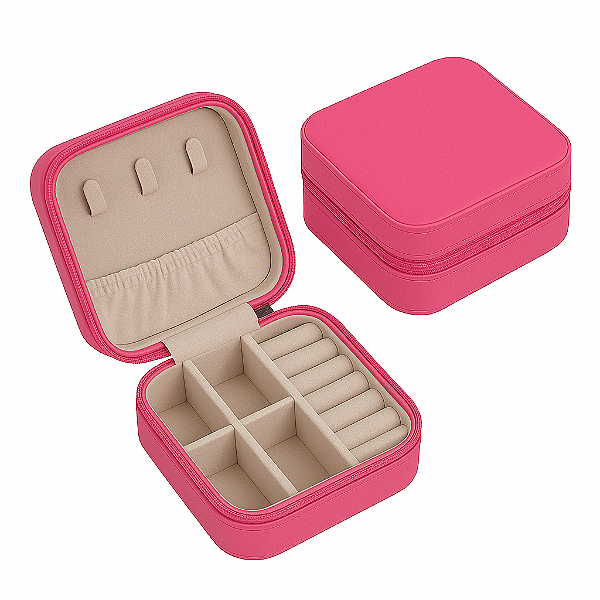Mini Porta-Jóias em Couro Sintético Rosa Pink