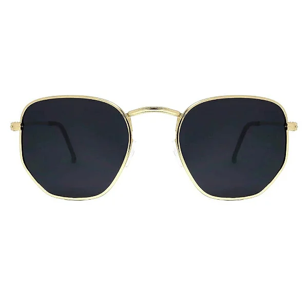 ÓCULOS DE SOL MIAMI - HEXAGONAL - PRETO C/ DOURADO