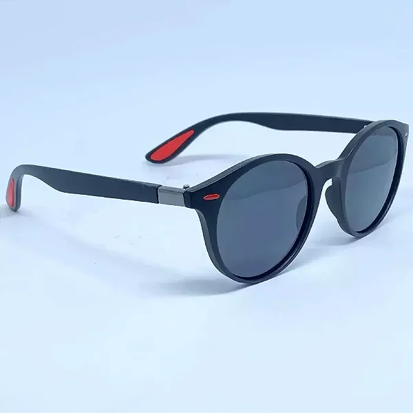 ÓCULOS DE SOL ITALIA POLARIZADO - PRETO COM DETALHE VERMELHO