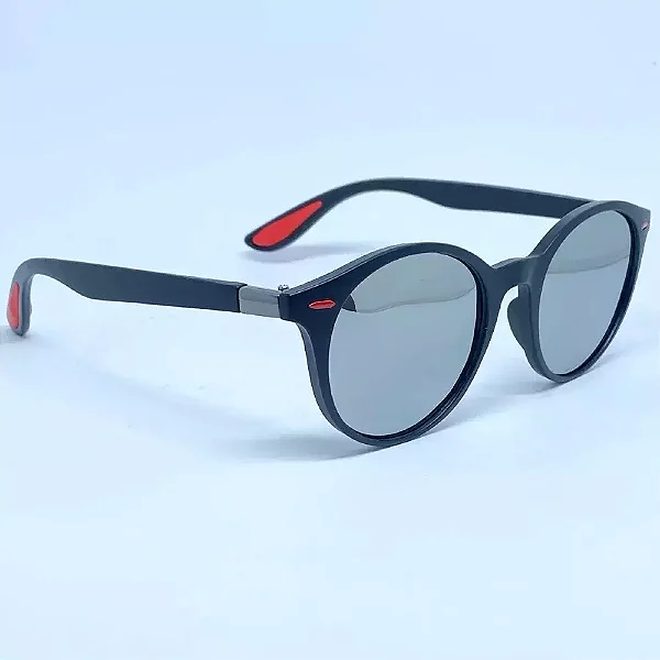 ÓCULOS DE SOL ITALIA POLARIZADO - PRATA COM DETALHE VERMELHO